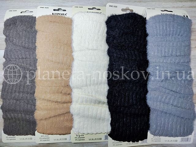 Гетры женские вязаные ТМ «КОРОНА» из шерсти норки, ассорти, B2573.