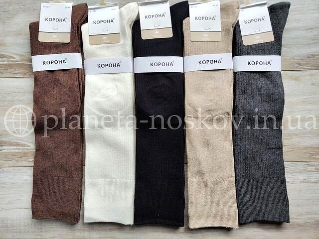 Гольфы (подколенки) женские хлопковые ТМ «Корона» тонкие плотной вязки в мелкий рубчик, ассорти, арт: BY727-2.
