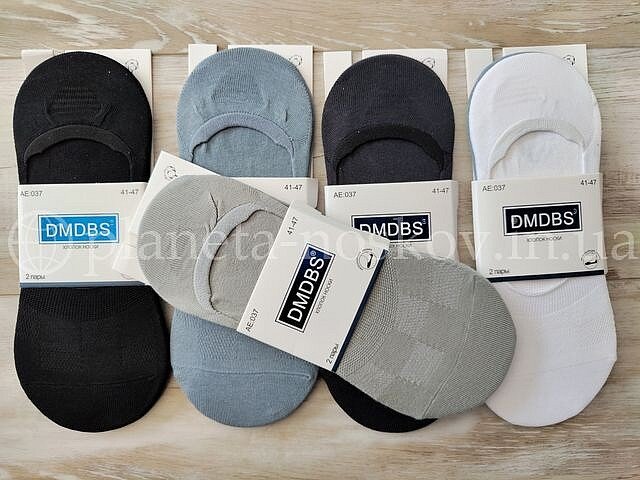 Следы мужские, летние «DMDBS» с силиконом на пятке, однотонные, ассорти, "Шахматка", AE037.