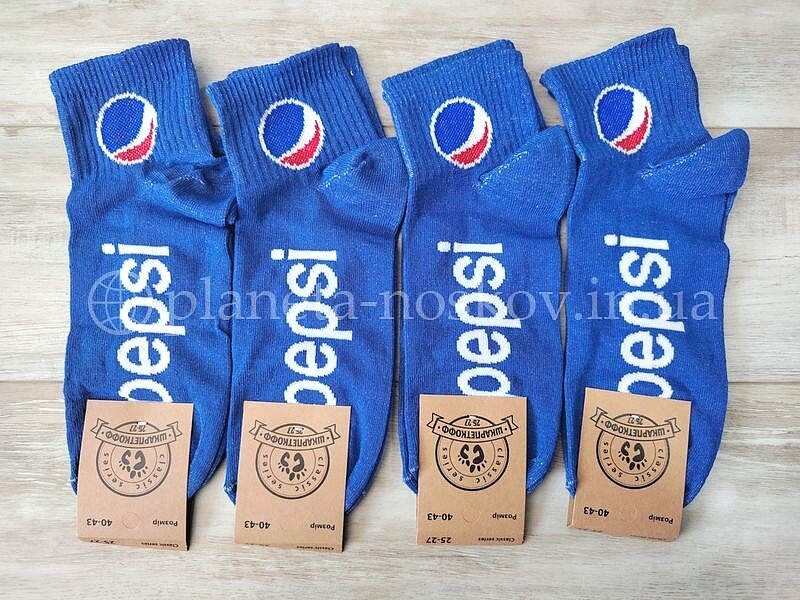 Носки прикольные мужские ТМ «ШКАРПЕТКОФФ» с надписью "Pepsi", синего цвета.