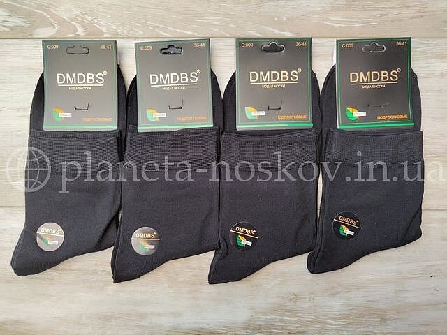 Носки детские (подростковые), из модала ТМ "DMDBS" средней высоты, однотонные, чёрные, C009.