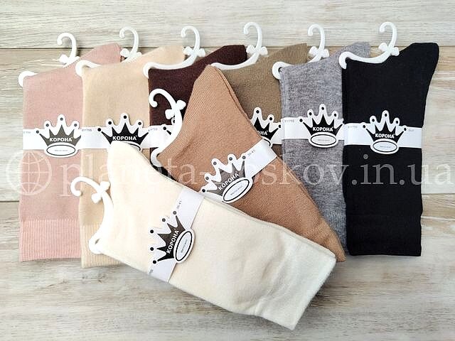 Носки женские из шерсти мериноса ТМ «КОРОНА» без махры, высокая резинка, BY755-2.