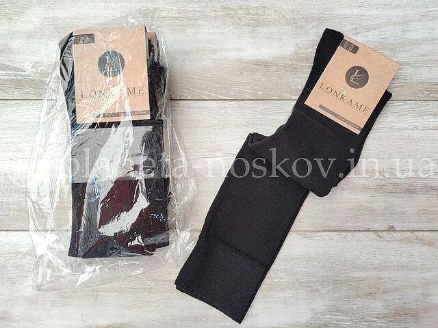 Гольфы женские хлопковые ТМ «Лонкаме» тонкие, чёрные, арт. - 5014.