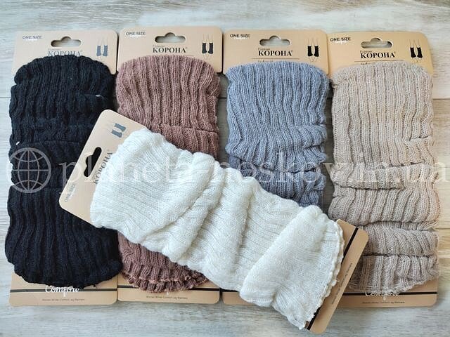 Гетры женские вязаные ТМ «КОРОНА» из шерсти альпаки тонкие, ассорти, B2575.