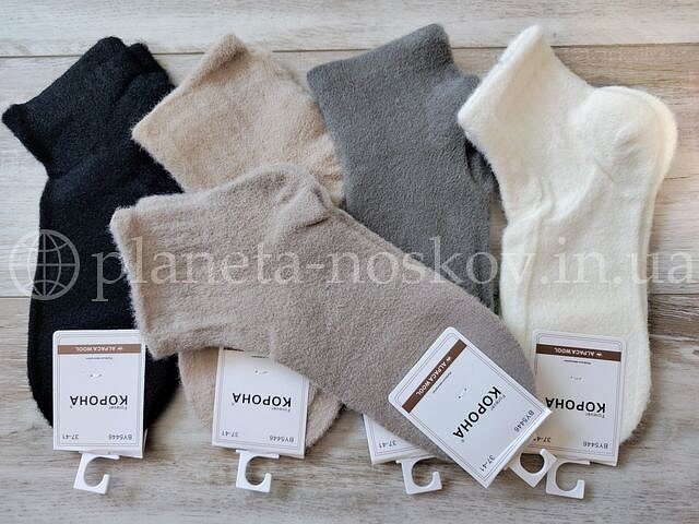 Носки женские из шерсти альпаки ТМ «КОРОНА» однотонные, короткие, BY5446.