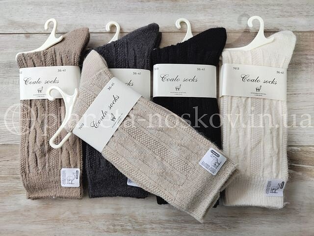 Носки женские из шерсти ламы ТМ «COALO» без махры, однотонные, "КОСИЧКИ", BK7613.