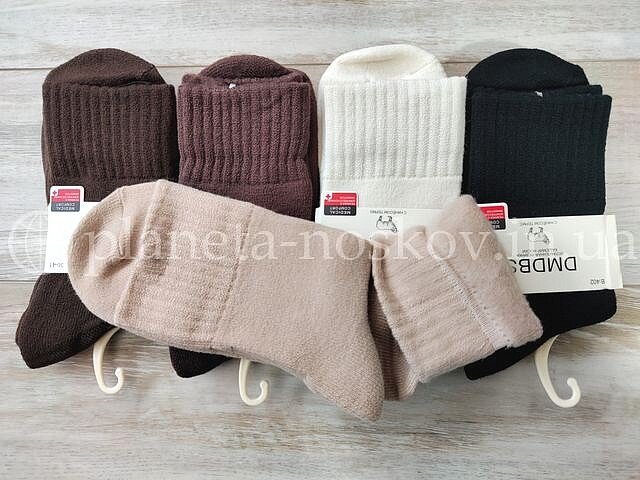 Носки женские из кашемира ТМ «DMDBS» внутри с начёсом, однотонные, ассорти, B402.