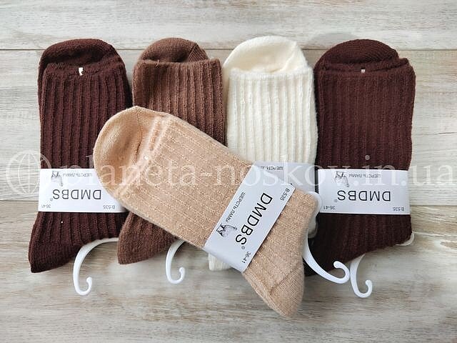 Носки женские из шерсти ламы ТМ «DMDBS» в коричнево-бежевых тонах, РУБЧИК, B535.