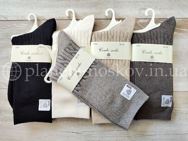 Кашемировые носки женские ТМ «COALO» без махры, однотонные, КОСИЧКА с высокой резинкой, BK7651.