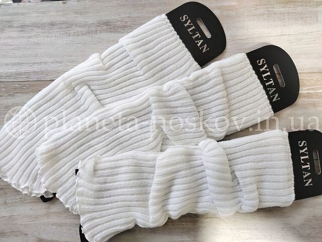 Гетры женские вязаные ТМ «SYLTAN» из шерсти ламы, белые, арт. - 1399.