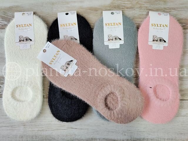 Следы женские из шерсти норки ТМ «SYLTAN» однотонные, ассорти, арт. 1387.