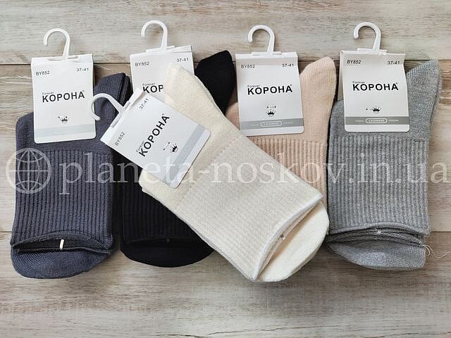 Носки кашемировые женские ТМ «Корона» комфортная резинка, однотонные, BY852.