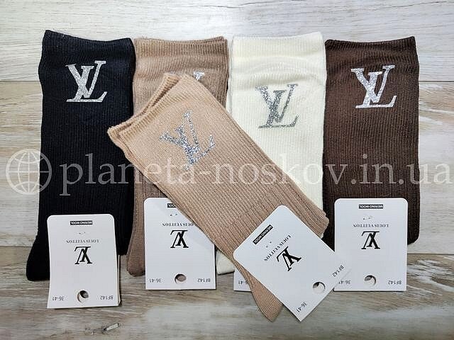 Носки кашемировые женские ТМ «LV» без махры, с вышивкой бренда, BF142.
