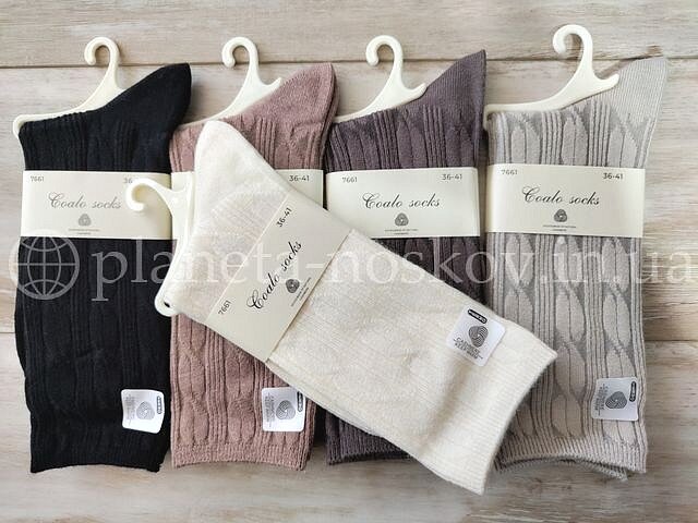 Кашемировые носки женские ТМ «COALO» без махры, однотонные, крупные КОСИЧКИ, BK7661.
