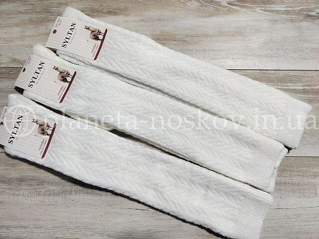 Гольфы (заколенки) женскиес шерсти ламы ТМ «SYLTAN» без махры (тонкая шерсть), белые, арт: 1380.