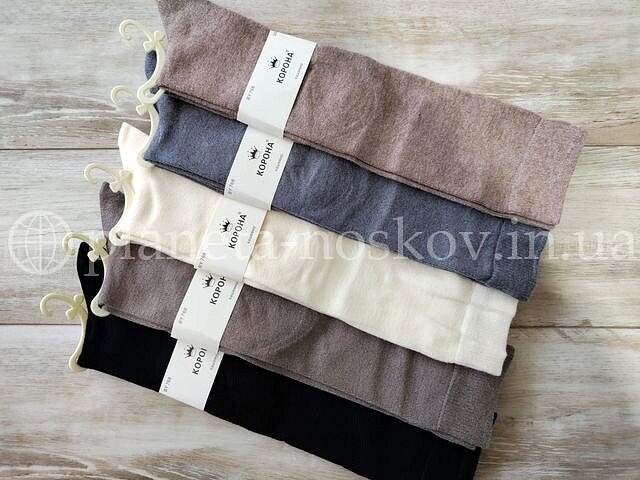 Гольфы (подколенки) женские кашемировые ТМ «Корона» без махры (тонкая шерсть), гладкой вязки, ассорти, арт: BY768-2.