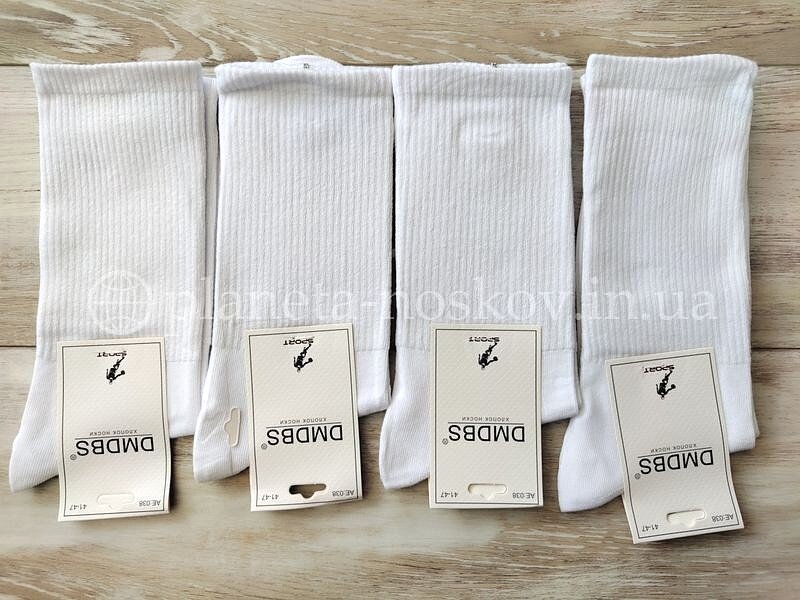 Носки мужские хлопковые ТМ «DMDBS» высокая резинка, белые, AE038.