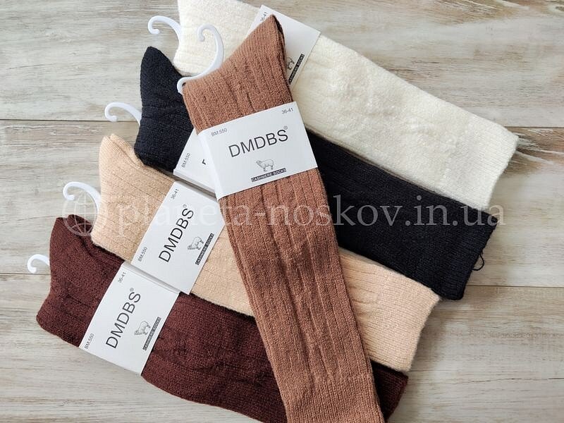 Гольфы (подколенки) женские шерстяные ТМ «DMDBS» без махры (тонкая шерсть), в узор, ассорти, BM550.