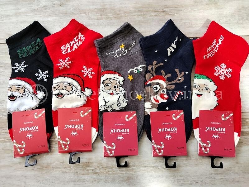 Новогодние кашемировые носки мужские ТМ «КОРОНА» короткие, "Santa Claus", AY320.