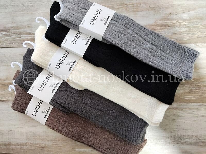 Гольфы (подколенки) женские шерстяные ТМ «DMDBS» без махры (тонкая шерсть), в узор, ассорти, BM553.