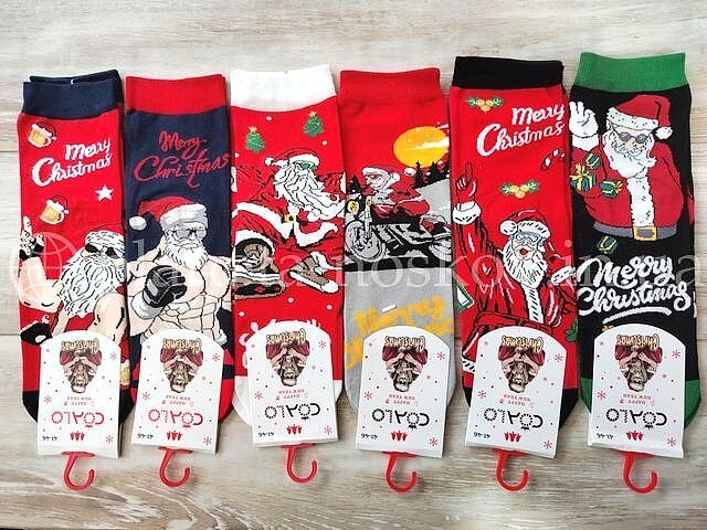 Мужские новогодние носки ТМ «Coalo» из качественного хлопка "Дед Мороз на байке", AM9020.