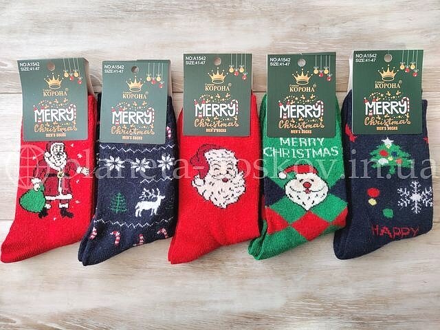 Мужские новогодние носки ТМ «КОРОНА» тонкая шерсть, A1542-2.