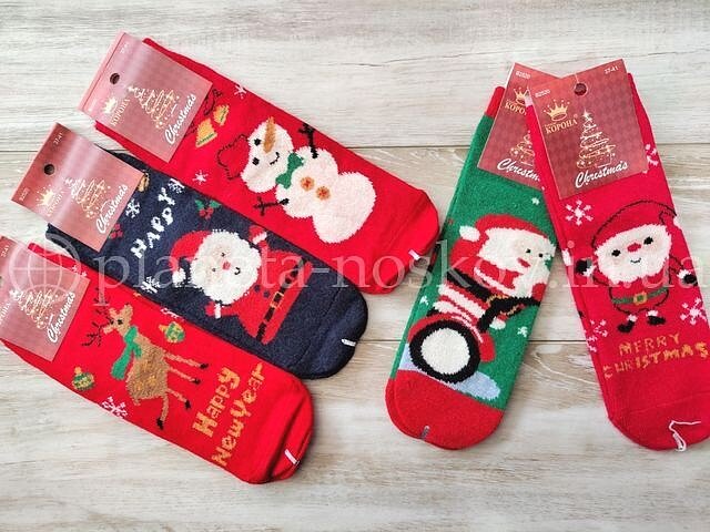 Шерстяные новогодние носки женские ТМ «Корона» без махры, "HAPPY", BY2520-10.