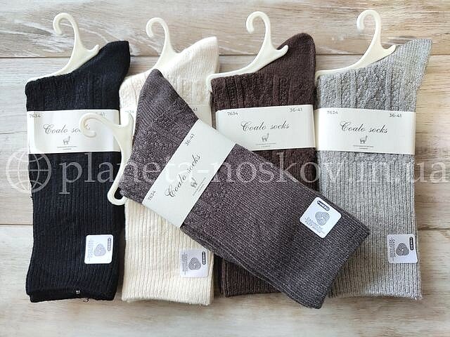Кашемировые носки женские ТМ «COALO» без махры, однотонные, в узор с высокой резинкой, BK7634.