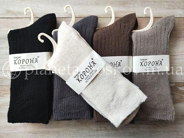 Носки женские ТМ «Корона» из шерсти альпаки, без махры, высокая резинка "Рубчик", B2201-1.