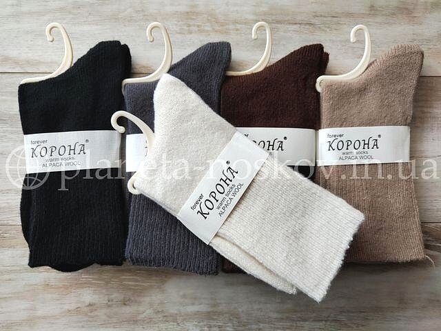 Носки женские ТМ «Корона» из шерсти альпаки, без махры, высокая резинка "Гладь", B2201-4.