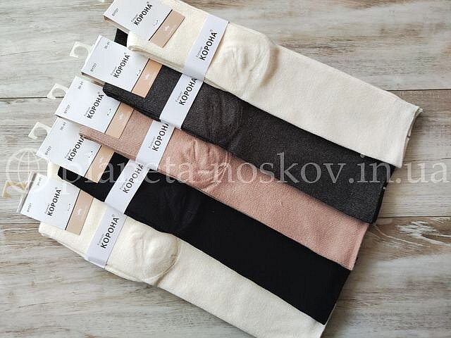 Гольфы (подколенки) женские кашемировые ТМ «Корона» без махры (тонкая шерсть), в мелкий рубчик, ассорти, арт: BY727-5.