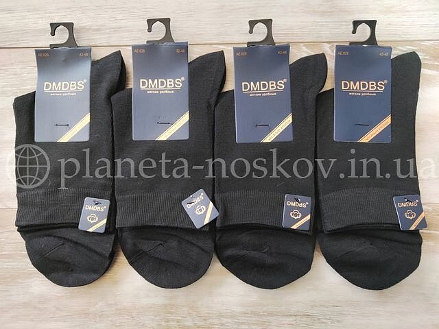 Носки мужские хлопковые ТМ "DMDBS" средней высоты, однотонные, чёрные, AE029.