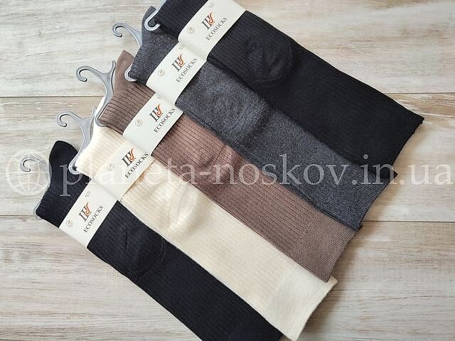 Гольфы (подколенки) женские кашемировые ТМ «ШУГУАН» без махры (тонкая шерсть), в рубчик, ассорти, арт: B2758.