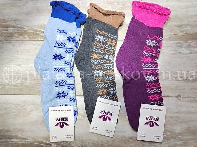 Медицинские женские носки ТМ «КВМ» житомирские, махровые внутри, без резинки,  «Орнамент».