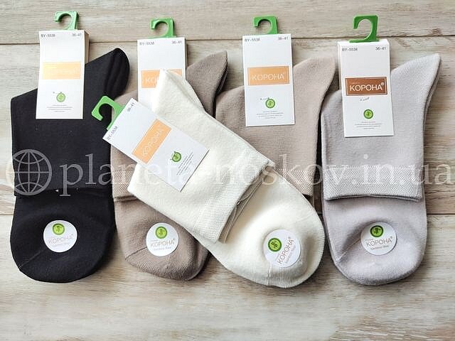 Носки женские бамбуковые ТМ "КОРОНА" средней высоты, однотонные, BY5538.