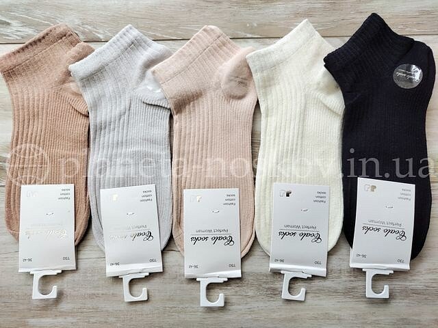 Носки женские хлопковые ТМ «COALO» однотонные, короткие, в рубчик, BM730.