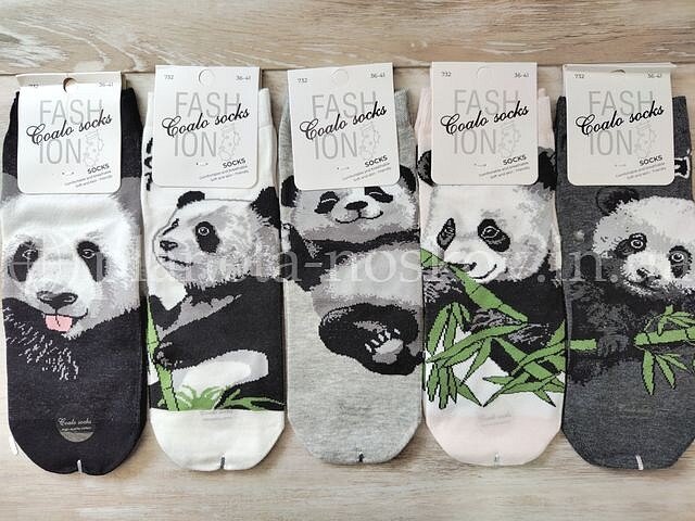 Носки женские хлопковые ТМ «COALO» с красивым принтом "Панды", короткие, BM732.