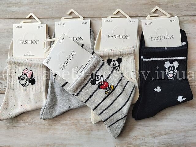 Носки женские "DMDBS" средней высоты, с принтом "Микки Маус", BR255.