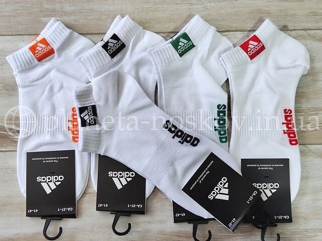 Качественные носки спортивные мужские ТМ «ADIDAS» корткие однотонные с нашивкой, асорти, CA37-1.
