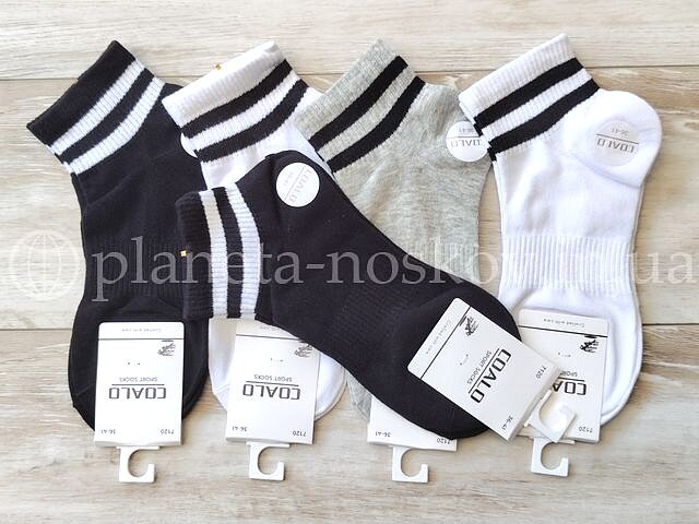 Носки женские беговые, хлопковые ТМ «COALO» короткие с широкой резинкой, "Две полоски", ассорти, BY7120.