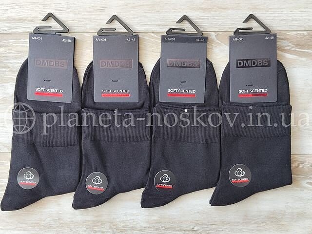 Качественные носки мужские хлопковые ТМ "DMDBS" средней высоты, ароматизированные, черные, AR001.