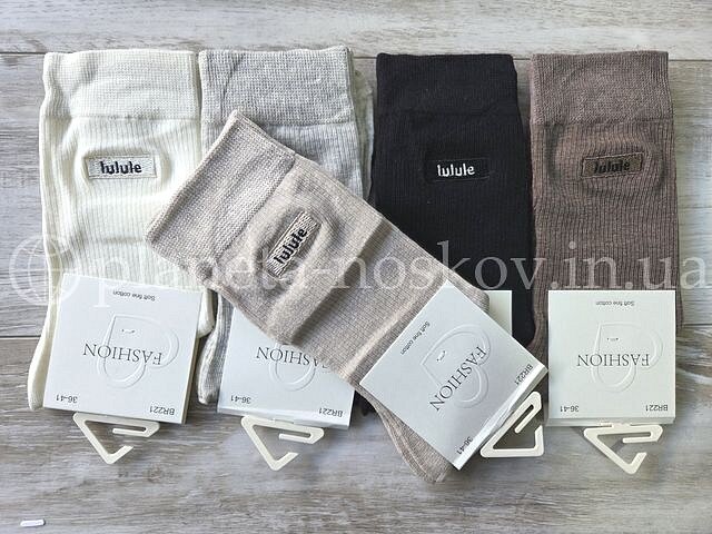 Носки женские хлопковые ТМ «DMDBS» высокие с вышивкой "Lulule", BR221.