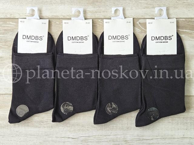 Носки женские "DMDBS" средней высоты, однотонные, чёрные, AB02.