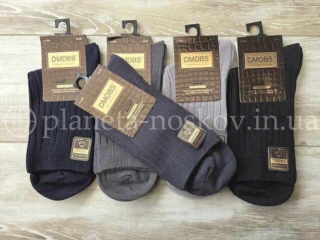 Качественные мужские хлопковые носки ТМ "DMDBS" классической высоты, весна-осень, в рубчик, ассорти, AJ026.