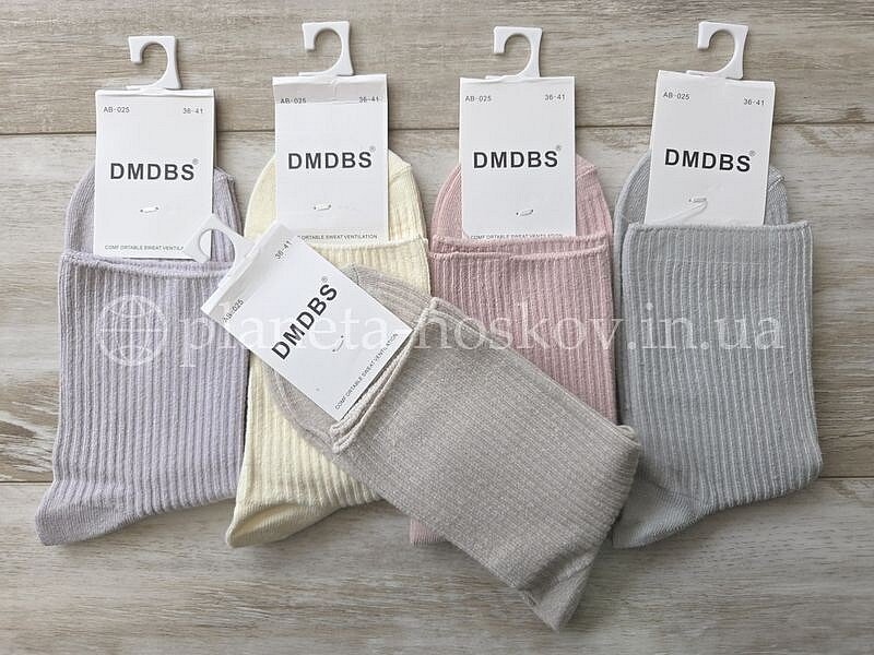 Носки женские ТМ "DMDBS" средней высоты, однотонные, в мелкий рубчик, без резинки, AB025.