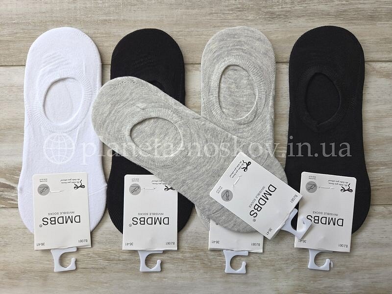 Следы женские хлопковые ТМ «DMDBS» с силиконом на пятке, однотонные, ассорти, глубокие, BJ061.