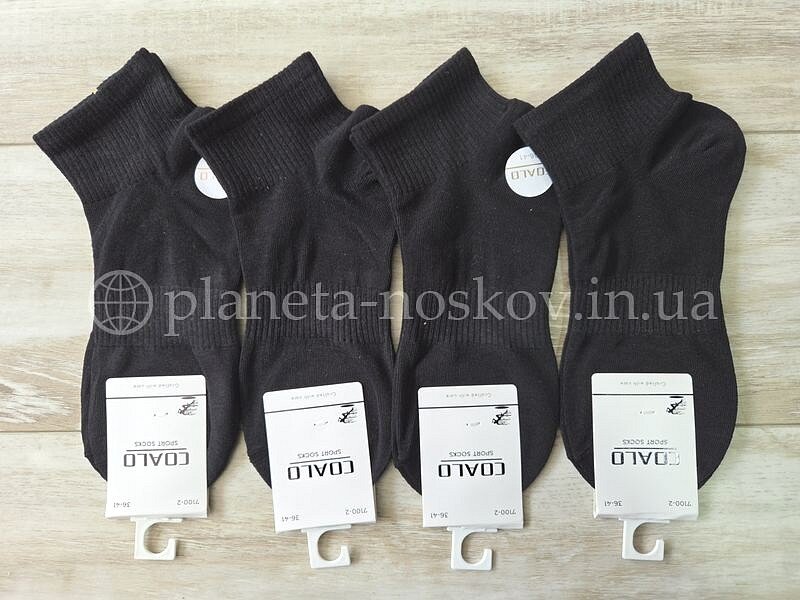 Носки женские беговые, хлопковые «COALO» короткие, чёрные, BY7100-2.
