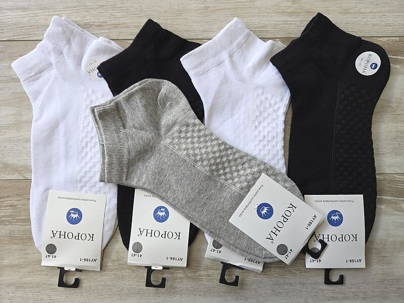 Носки мужские хлопковые ТМ «КОРОНА» короткие с перфорированной стопой, ассорти, арт - AY166-1.