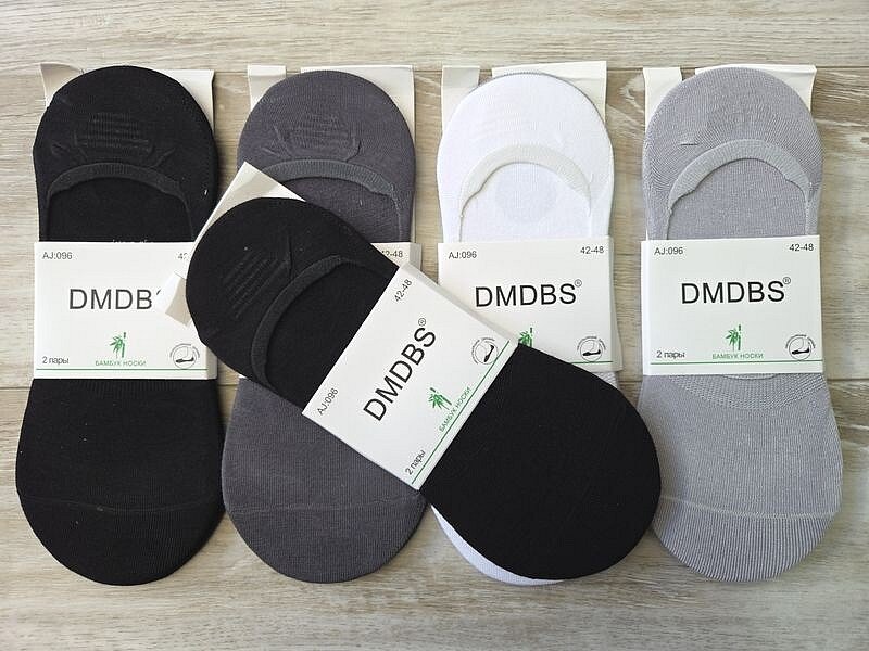 Следы бамбуковые мужские ТМ «DMDBS» с силиконом на пятке, однотонные, ассорти, AJ096.