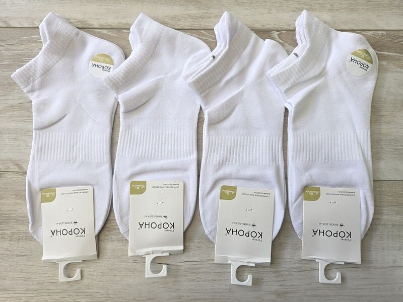 Носки женские бамбуковые ТМ "КОРОНА" короткие с язычком на резинке, белые, BY835-2.